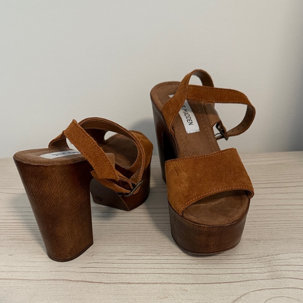 Steve Madden Tan Suede Platform Heels